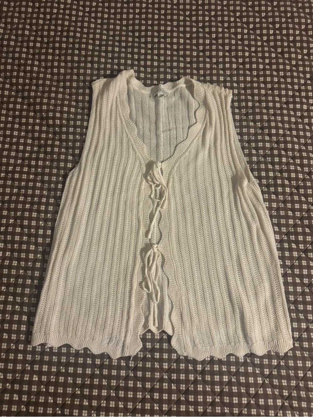 She + Sky Cream Ribbed Tie-Front Tank Top